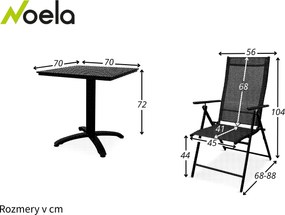 Noela Balkónový set Ristorante + 2x kovová stolička Pia