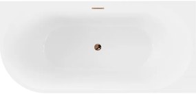 Mexen Mia, voľne stojaca rohová vaňa, pravá, 180 x 80 cm, biela-čierna, ružové zlato prepad, 52691808075P-60