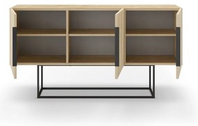 Nízka komoda v dekore duba v prírodnej farbe 150x80 cm Titan – Marckeric