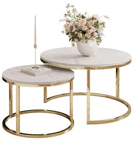 Luxusný konferenčný stolík SELI 2v1 levanto mramor + zlatý chróm