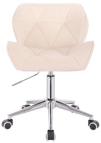 LuxuryForm DESIGN Stolička MILANO VELUR na striebornej podstave s kolieskami - krémová