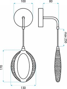 Toolight Toolight, LED nástenné svietidlo G175-W, zlatá lesklá, OSW-07819
