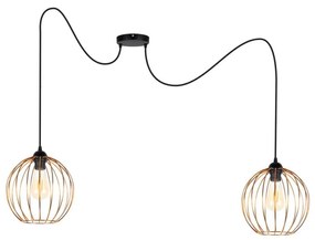 Luster na lanku MATT 2xE27/60W/230V pavúk čierna/medená