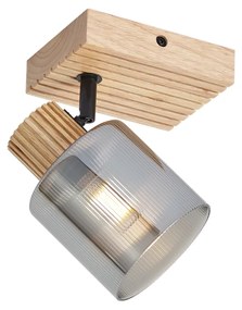 Inteligentný reflektor drevený s dymovým sklom otočný a naklápací vrátane Wifi G45 - Gracy