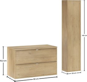 Kúpeľňová zostava Terra s doskou a skrinkami 80 cm dub cremona