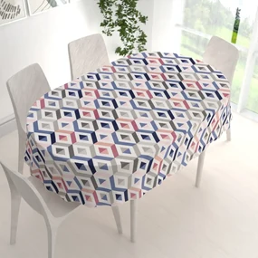Biante Bavlnený oválny obrus Sandra SA-573 Modro-ružovo-sivé kosoštvorce 100x140 cm