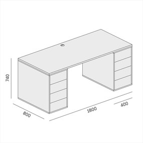 Kancelársky písací stôl s úložným priestorom BLOCK B03, 180x80 cm, biela/grafit