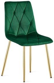 Jedálenská stolička LIBRA zamatová, tmavozelená / zlaté nohy