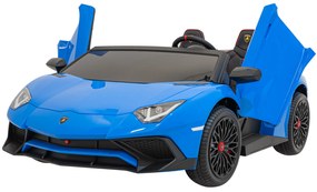 Autíčko Lamborghini Aventador SV na batérie pre 2 deti Modré + 2,4 GHz diaľkové ovládanie + EVA pena + audio LED