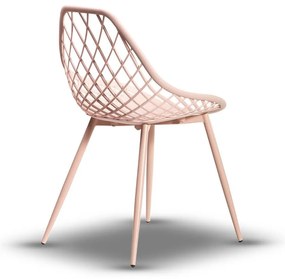 Stolička LUGO ružová - moderná, priesvitná, do kuchyne / záhrady / kaviarne