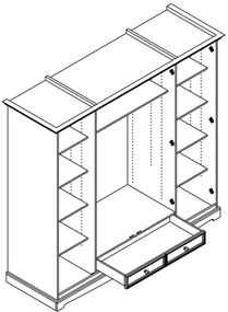 PROXIMA.store - Rustikálna šatníková skriňa 4s.2 - BELLUNO ELEGANTE FARBA: biela