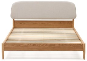 Dvojlôžková posteľ z jaseňového dreva s roštom v béžovo-prírodnej farbe 160x200 cm Octavia – Kave Home