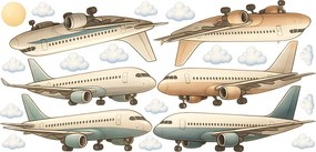 Boeingy a Airbusy textilní prelepiteľné nálepky na stenu hárok 75 x 36 cm