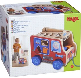 Ťahacia hračka s vkladacími tvarmi - hasičské vozidlo