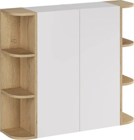 Závesná vysoká kúpeľňová skrinka Aster I 160 cm biela/dub cremona