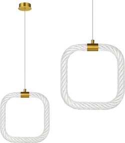 Toolight Toolight, závesné LED svietidlo 20x20cm, 9W, 3000K, LHJ056-CP1, číra-zlatá matná, OSW-60029