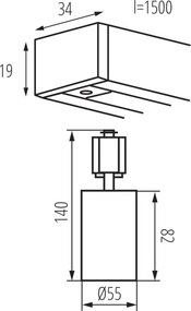 Kanlux 45925 - Bodové svietidlo do lištového systému ALTEAR 3xGU10/10W/230V 1,5m biela