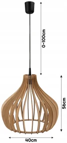 BERGE Drevená závesná stropná lampa Aladdin