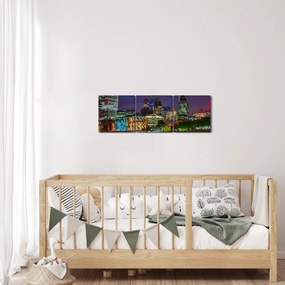 Obraz - Večerný Londýn (s hodinami) (90x30 cm)