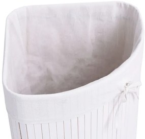Rohový kôš na bielizeň 60 l bambusový biely