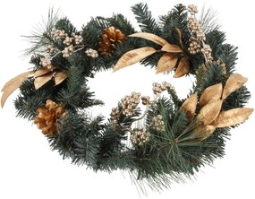 Vianočný veniec Berry and pinecone zlatá, 45 x 10 x 39 cm