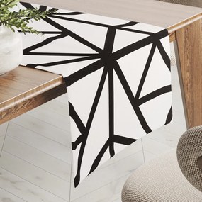 Biante Bavlnený behúň na stôl Sandra SA-577 Čierne geometrické vzory na bielom 45x140 cm