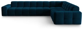 Tmavomodrá zamatová rohová pohovka (pravý roh) Kendal - Micadoni Home