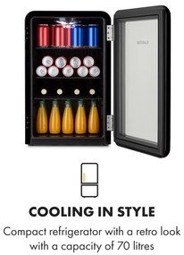 Klarstein PopLife, chladnička na nápoje, chladnička, 70 l, 0-10°C, retro dizajn, LED