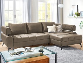 Rohová sedacia súprava Paris, svetlo hnedá látka, pravý roh