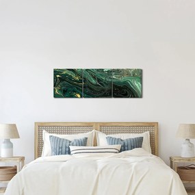 Obraz - Zelený mramor (s hodinami) (90x30 cm)