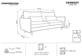 Červená rozkladacia pohovka s úložným priestorom Cosmopolitan Design Vermont