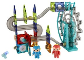 Guľôčková dráha magnetická, 80 ks, 16 guľôčok + doplnky, so svetlom