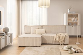 Rozkladacia rohová sedacia súprava Solvero Mini ľavá - svetlobéžový plyš Tilia 01