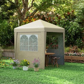 Záhradný stan Outsunny s možnosťou rozloženia 2 x 2 m, výškovo nastaviteľný, 3 úrovne, anti-UV 30+, 3 bočné steny s 4 pieskovými vrecia a 1 nosnou taš