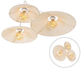 Dizajnová nástenná lampa biela s látkou 3-svetlo - Jane