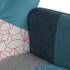 Hojdacie kreslo FABIAN II — látka, modrý patchwork