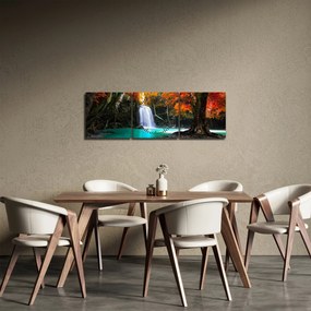 Obraz - Smaragdová lagúna (s hodinami) (90x30 cm)