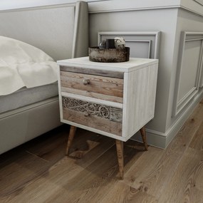 Sconto Nočný stolík LIZA MALMÖ biela/orech