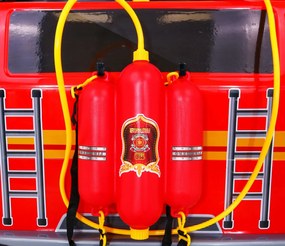 Ramiz Detské hasičské auto na batérie + Vodné delo + Megafón + Hasičský kohút + Pilot