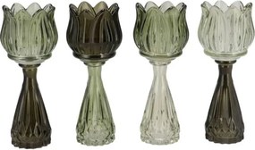 4ks béžový mix sklenený svietnik / váza tulipán Love Tulip - Ø 7*18cm