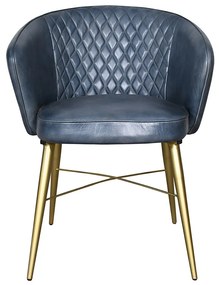 Modrá kožená jedálenská stolička Dario - 56*61*77 cm