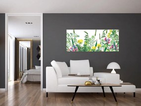 Obraz - Maľované lúčne kvety (120x50 cm)