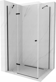 Mexen Roma, sprchovací kút 90 (dvere) x 110 (stena) cm, 6mm číre sklo, čierny profil, 854-090-110-70-00