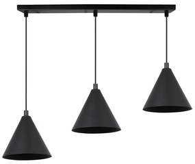 Závesné svietidlo Soho, 3x čierne kovové tienidlo, (fi 14cm)