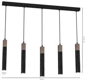 Luster na lanku SOLO 5xGU10/MR11/40W/230V čierna