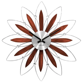 Drevené strieborné hodiny LAVVU CRYSTAL Flower LCT1111, 50cm