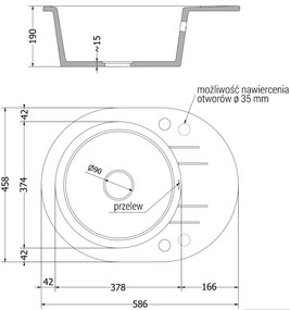 Mexen Kevin, drez granitový 586x458x190 mm, 1-komorový a čierna škvrnitá Duero batéria, čierna škvrnitá, 6517-76-671600-76