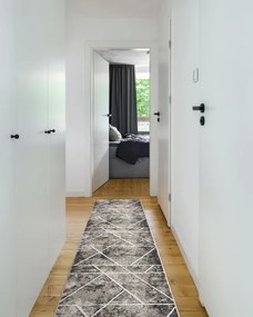 Behúň MATEO 8031/944 geometrický, trojuholníky - štrukturálny sivý / béžový