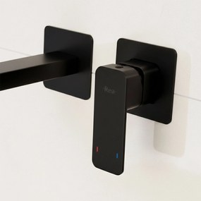 Rea Arlo, podomietková umývadlová batéria 200 mm + BOX inštalačný systém, čierna matná, REA-B5609