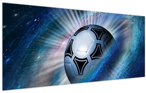 Obraz - Futbalová lopta vo vesmíre (120x50 cm)